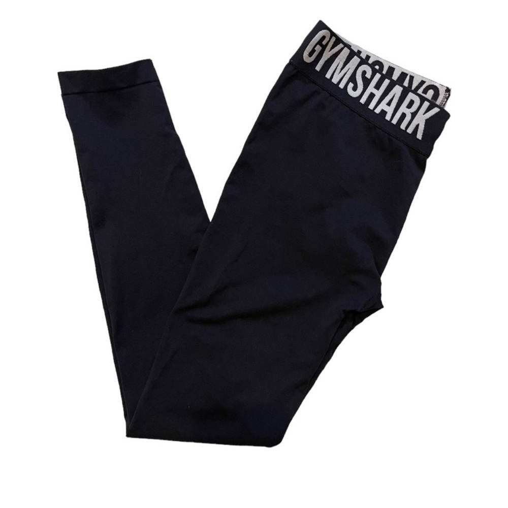Gymshark Capri Leggings - Black with White Logo Band, Size Small** - Picture 3 of 8
